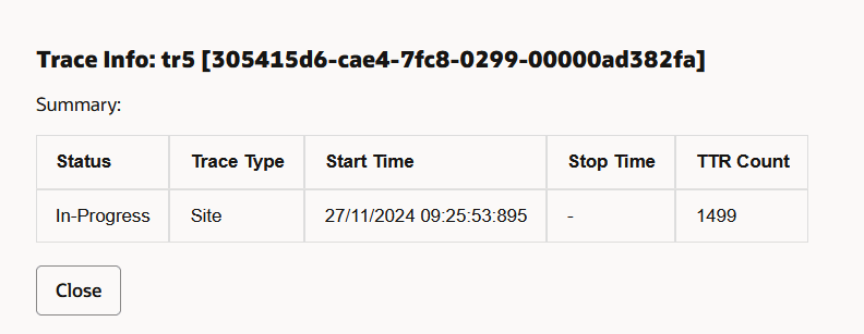Trace summary Trace summary