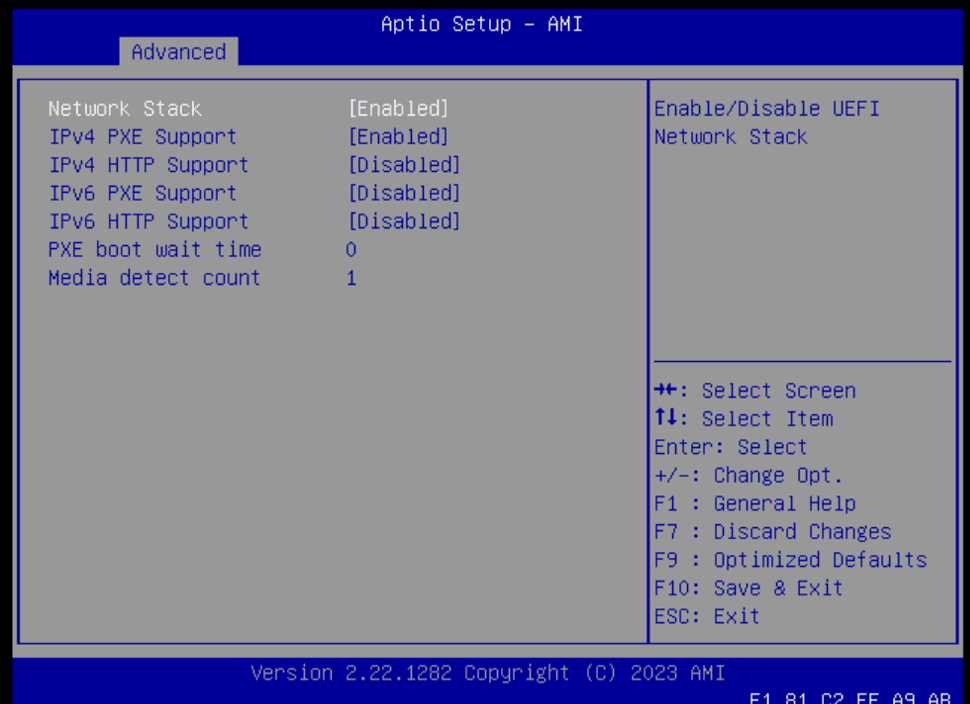 Network stack configuration