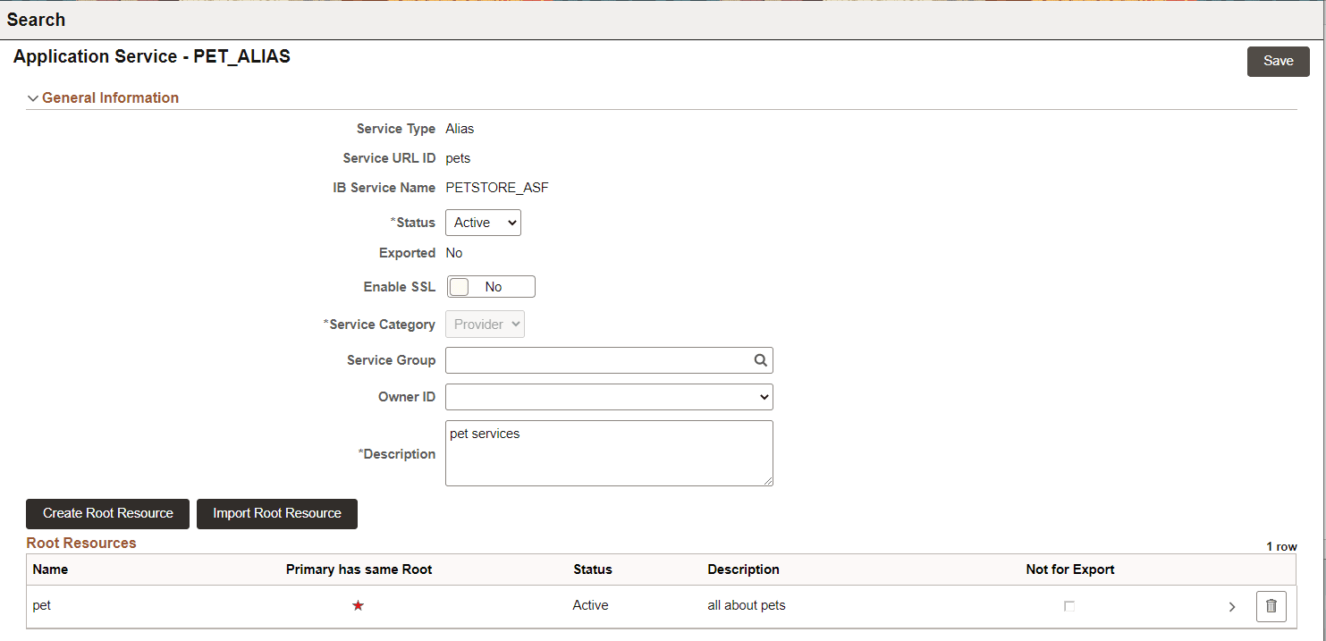 Application Service Alias