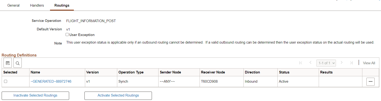 Routings page