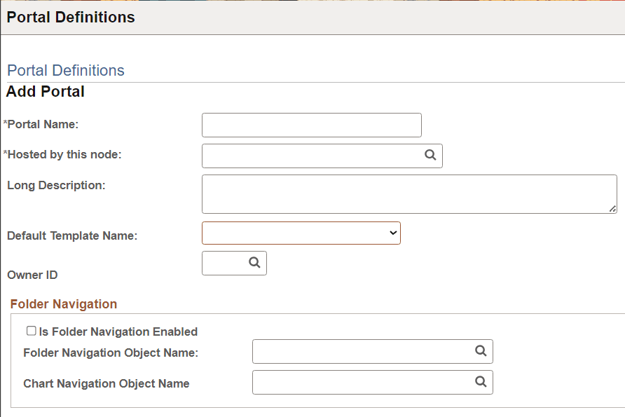 Add Portal page