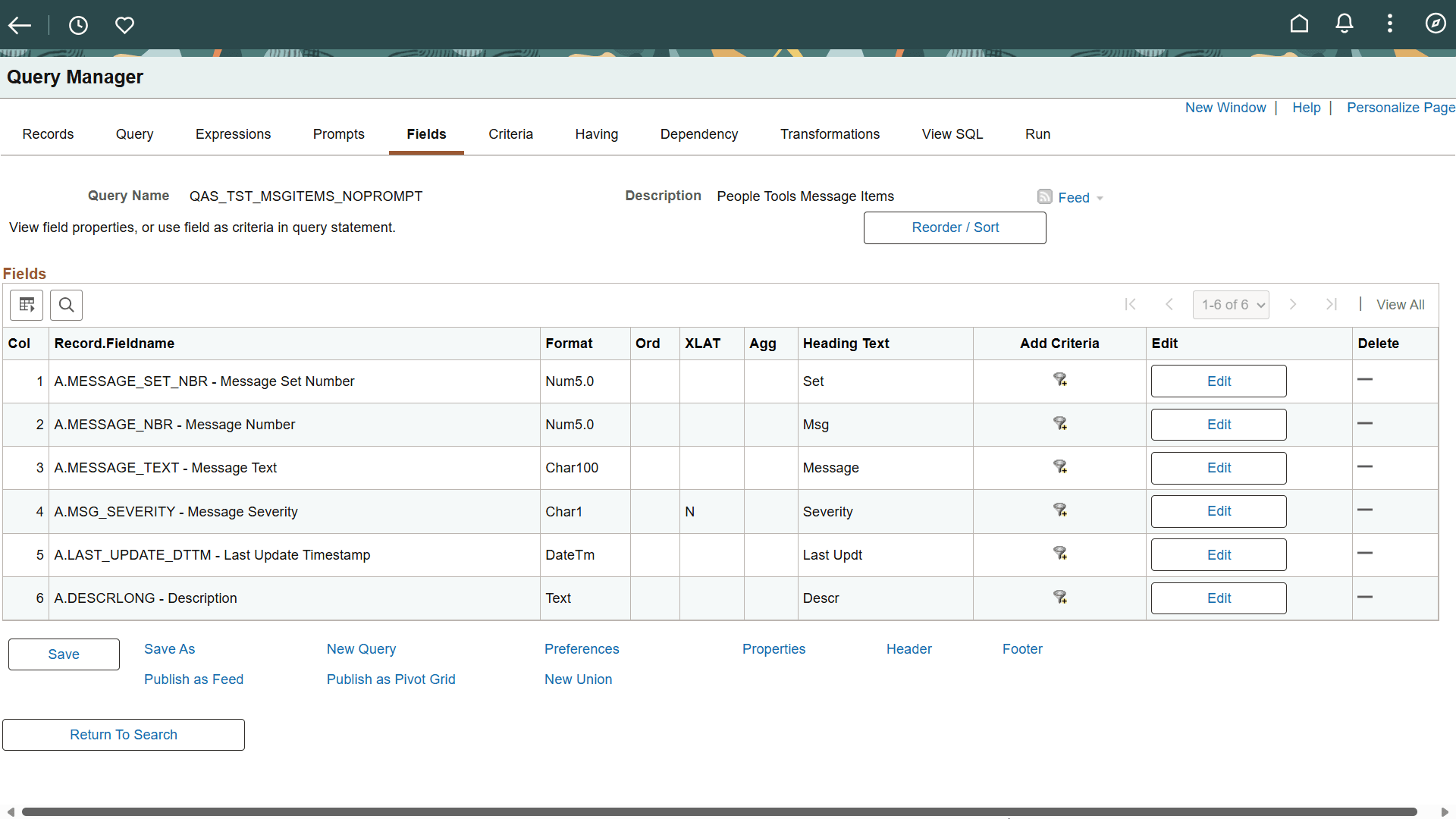 Query Manager page