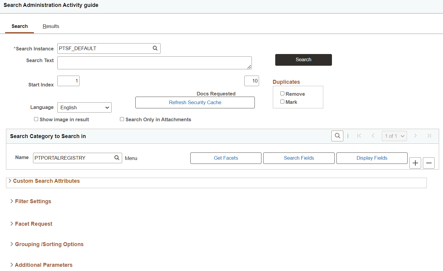 Search Test page