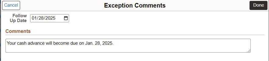 Exception Comments