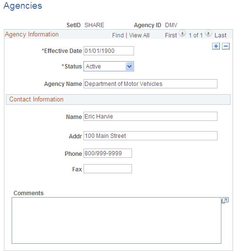 Agencies page