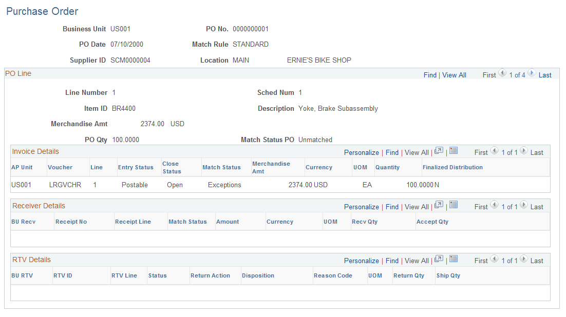 Purchase Order page