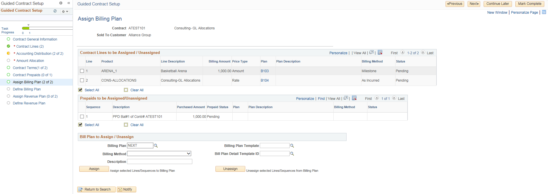 Assign Billing Plan