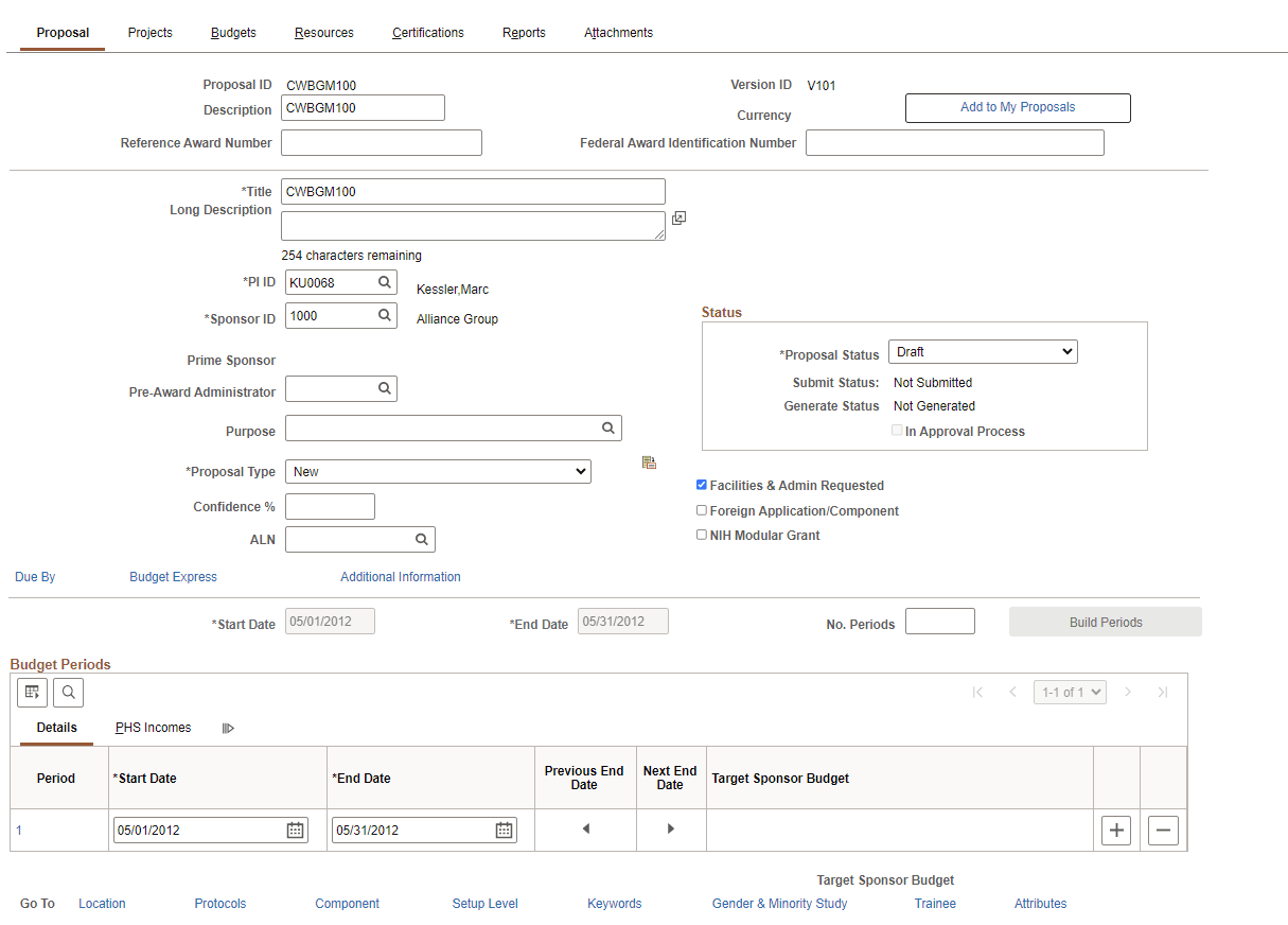 Maintain Proposal - Proposal