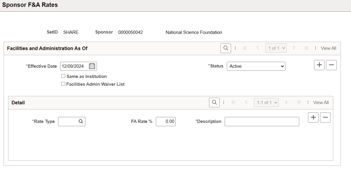 &Sponsor F&A Rates