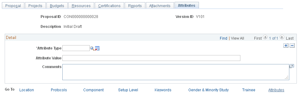 Proposal - Attributes page