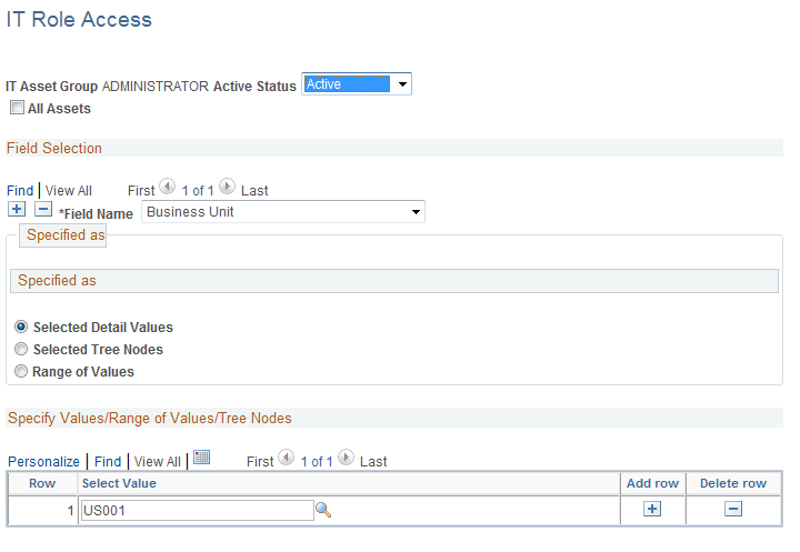 IT Role Access page