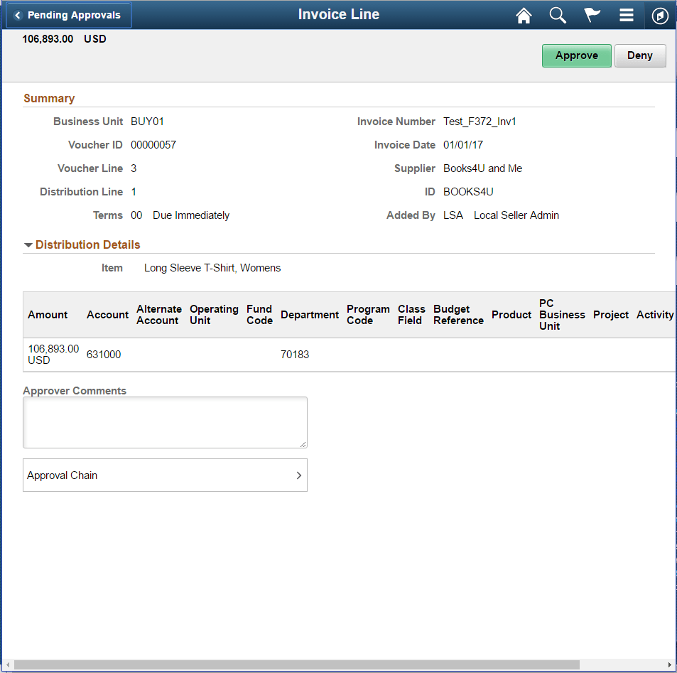 Invoice Line page