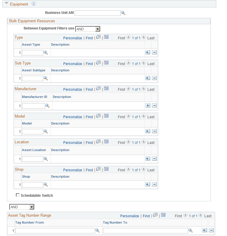 Synchronize Master Data page (Equipment section expanded)