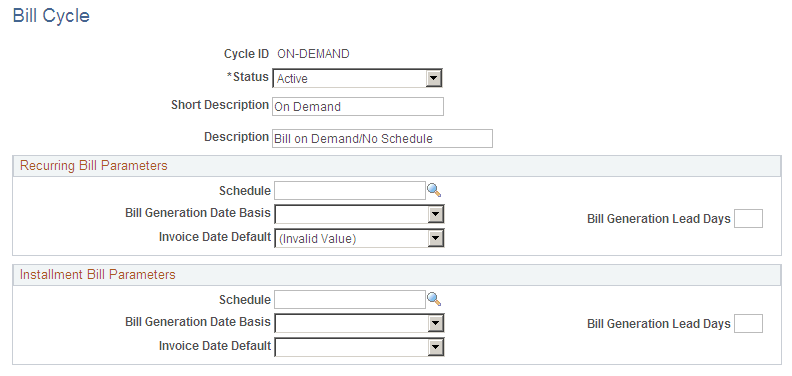Bill Cycle page