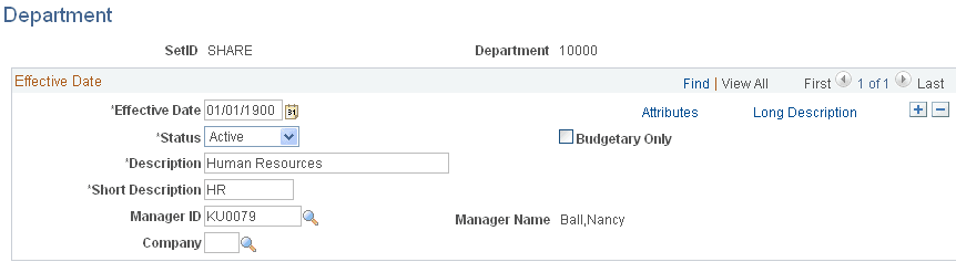 Department page