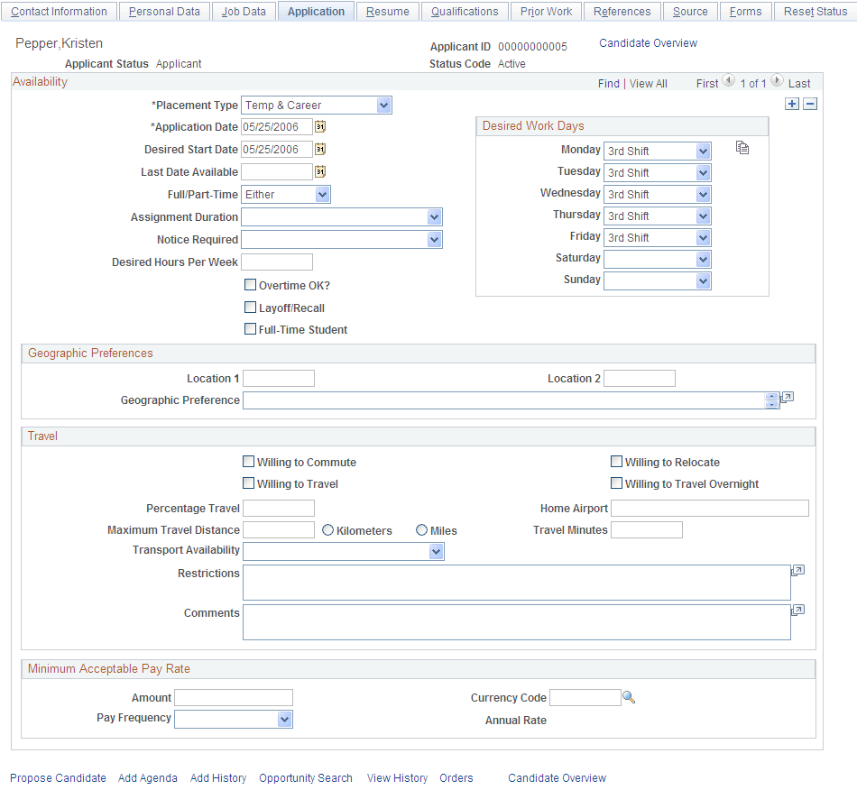 Application page