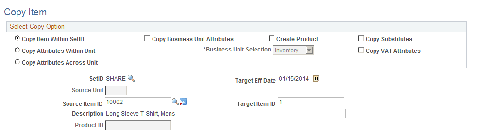 Copy Item page