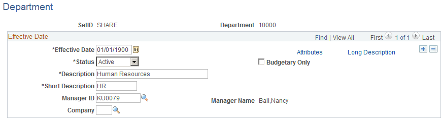 Department page