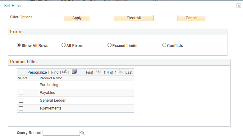 Set Filter page