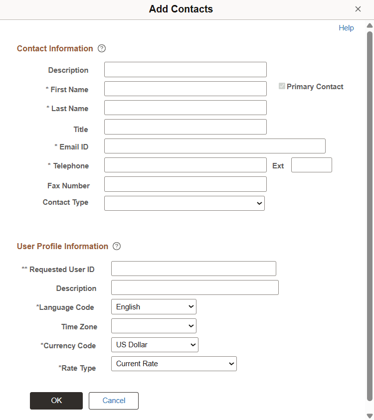 Add Contacts page