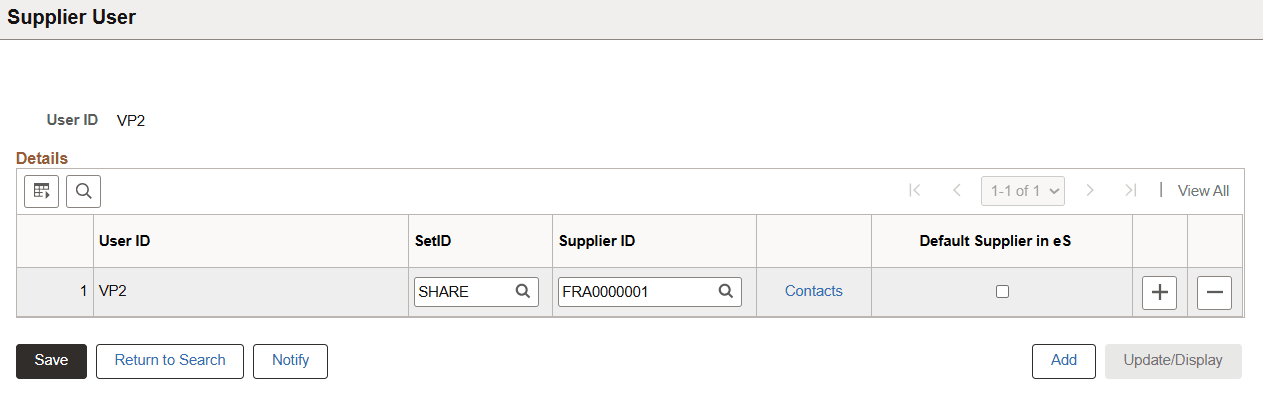 Supplier User page