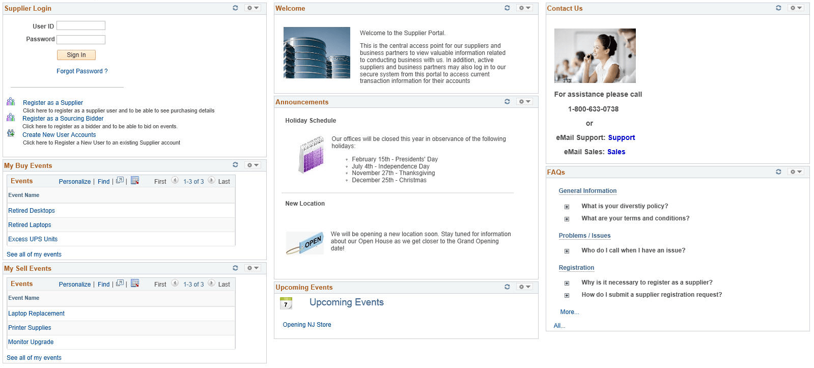 Supplier Homepage