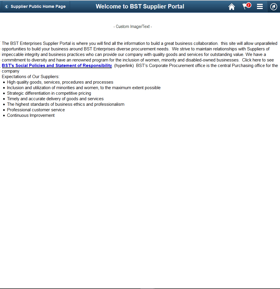 Welcome page