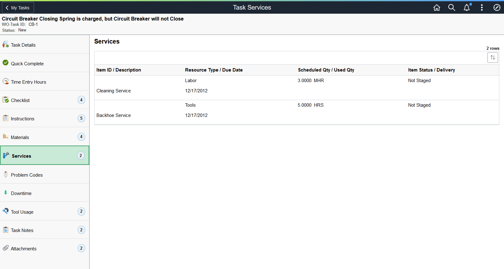Services page