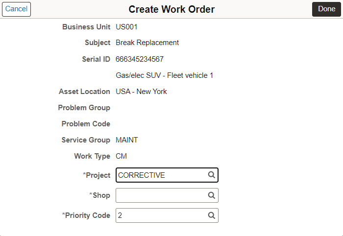 Create WO page
