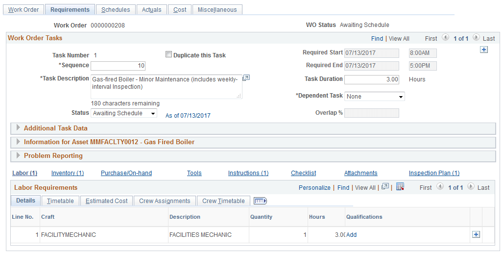 Requirements page