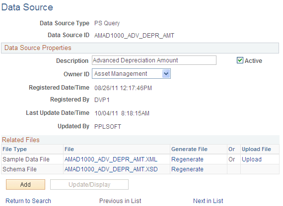 Data Source page