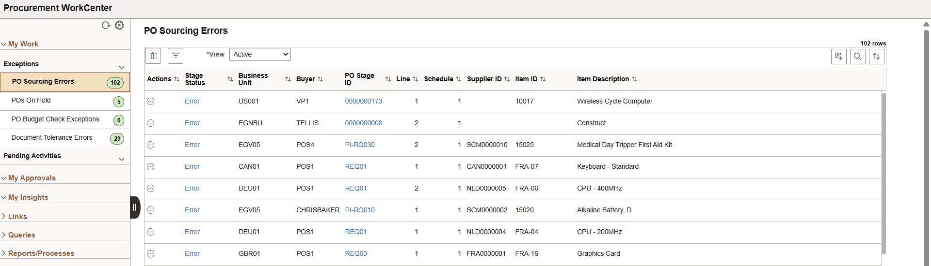 Procurement WorkCenter With Work Management