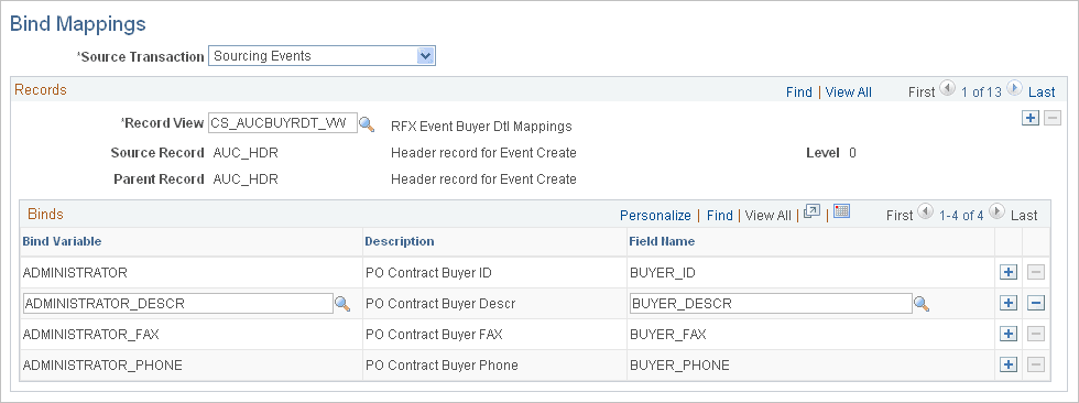 Bind Mappings page