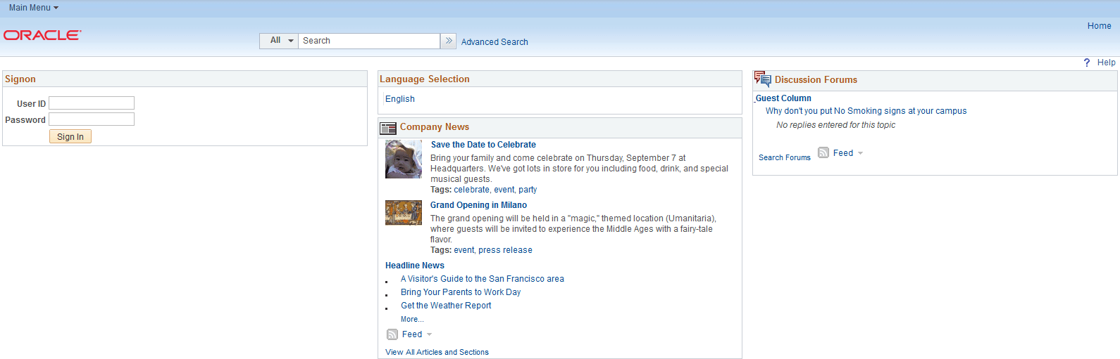 Guest homepage