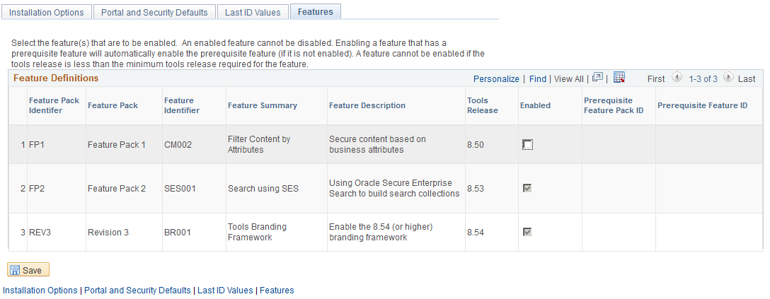 Features page