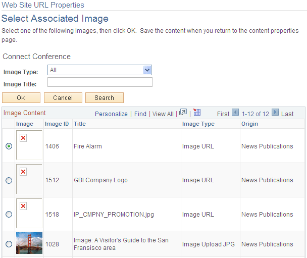 Select Associated Image page