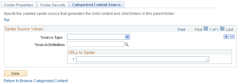 Content Source page