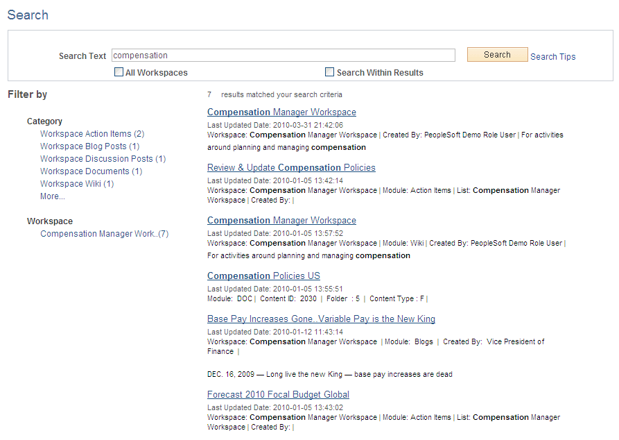 Search page