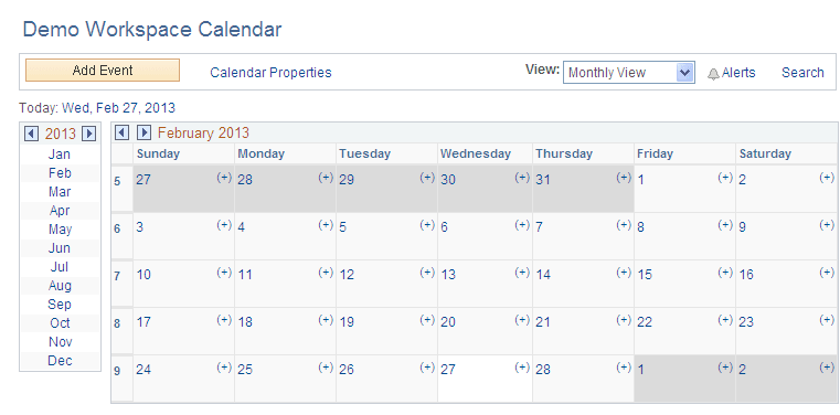 Calendar pagelet