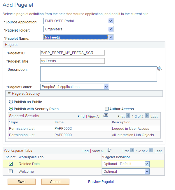 Add Pagelet page