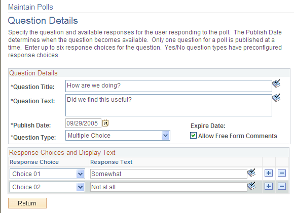 Question Details page