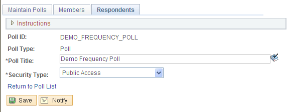 Maintain Polls- Respondents tab