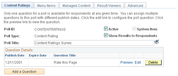 Maintain Content Ratings - Content Ratings page