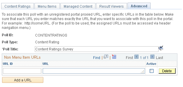 Maintain Content Ratings - Advanced page
