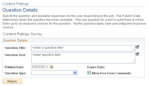 Content Ratings - Question Details page