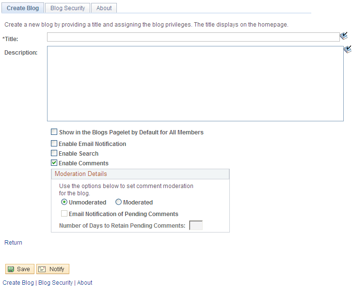 Create Blog page
