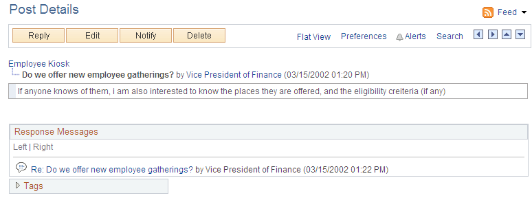 Threaded view of the Post Details page