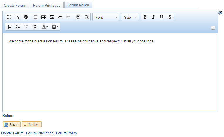 Forum Policy page