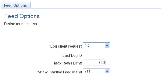 Feed Options page