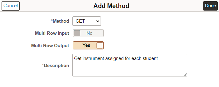 Add Method page for Consumer Application Service